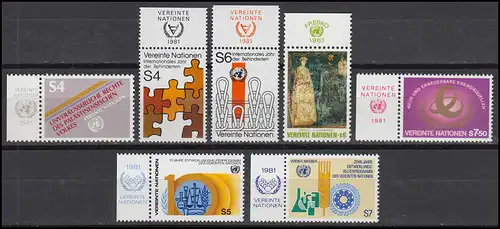 16-22 Nations unies Vienne année 1981 complète - avec TAB, frais de port **