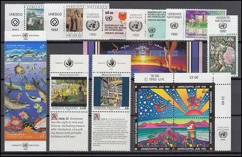 125-140 Nations unies Wien millésime 1992 complet - avec TAB, frais de port **