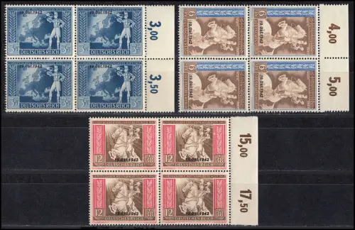 823-825 Congrès post-posté avec impression, jeu dans le quadruple avec compteurs de série, **