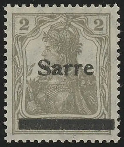 Saargebiet 1III Germania Sarre-Type III auf 2 Pf, ** postfrisch