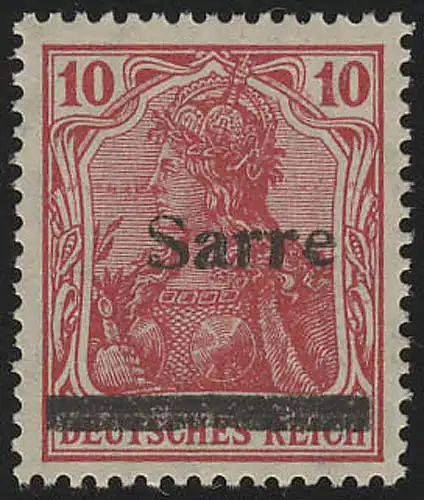 Saargebiet 6aIII Germania Sarre-Type III auf 10 Pf, ** postfrisch