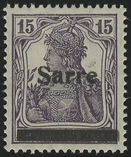 Sarregebiet 7cI Germania Sarre-Type I sur 15 Pf, ** post-fraîchissement vérifié BPP