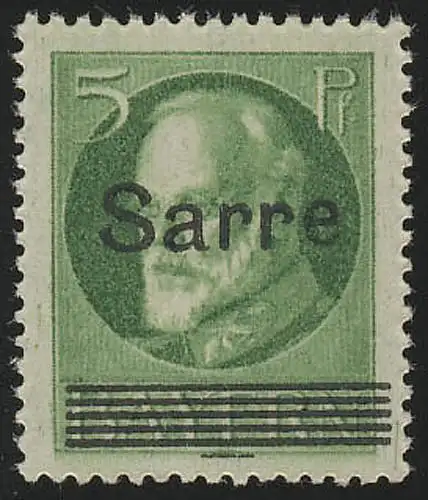 Saargebiet 18 Bayern Aufdruck 5 Pf. ** postfrisch