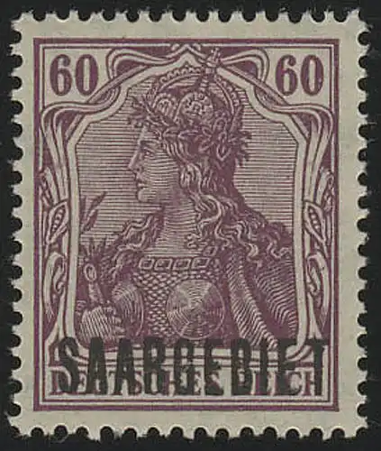 Sarregebiet 39 Germania SAARZEGIEN 60 Pf, ** post-fraîchissement