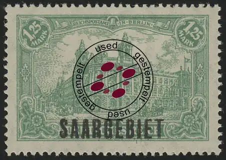 Saargebiet 41 Kaiserreich SAARGEBIET 1,25 Mark, gestempelt