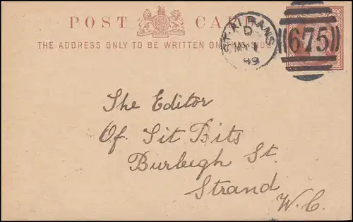 Royaume-Uni Carte postale Viktoria Half Penny DUP ST ALBANS 675 - 1.5.1889
