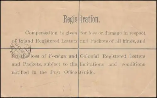 Großbritannien Einschreibe-Umschlag EU 36C mit Zusatzfr. nach OFFENBACH 22.12.23