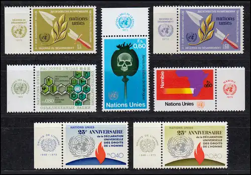 30-36 Nations unies Genève année 1973 complète - avec TAB, frais de port