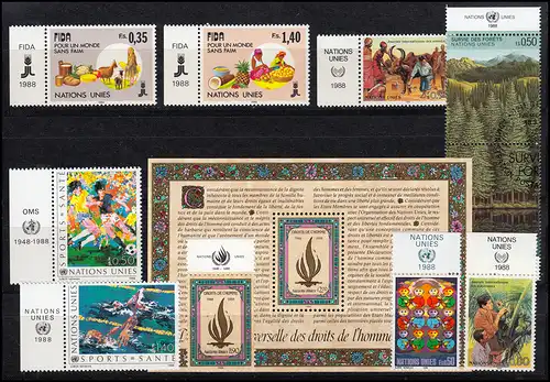 162-172 Nations unies Genève 1988 complet - avec TAB, frais de port