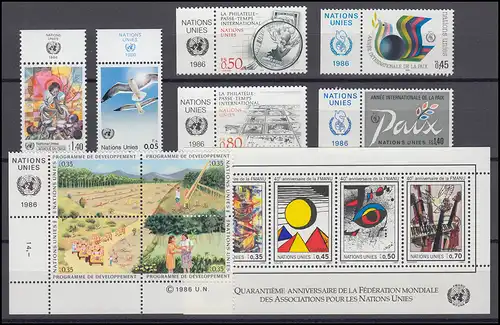 137-150 Nations unies Genève année 1986 complète - avec TAB, frais de port