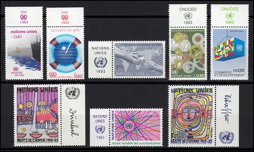 111-118 Nations unies Genève année 1983 complète - avec TAB, frais de port