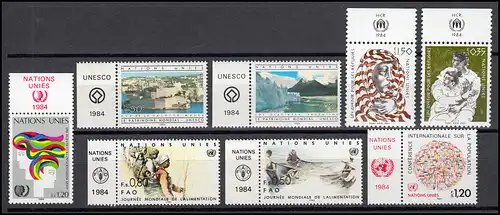 119-126 Nations unies Genève année 1984 complète - avec TAB, frais de port
