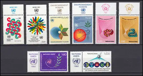 103-110 Nations unies Genève année 1982 complète - avec TAB, frais de port