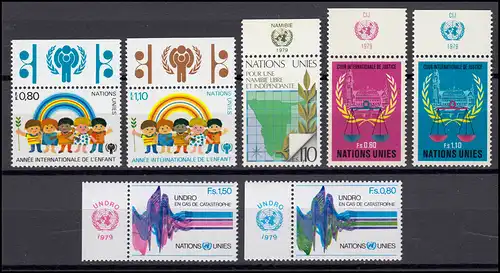 81-87 Génération des Nations Unies de Genève 1979 complète - avec TAB, frais de port