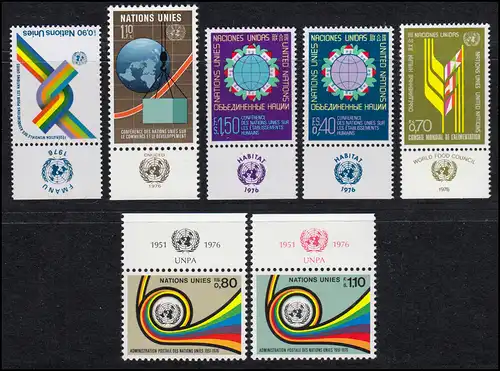 56-62 Nations unies Genève année 1976 complète - avec TAB, frais de port