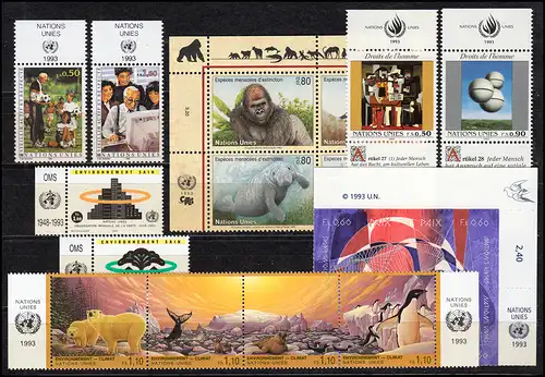 225-242 UNO Genf Jahrgang 1993 komplett - mit TAB, postfrisch