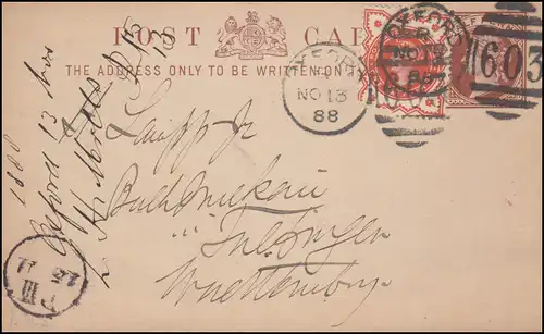 Großbritannien Postkarte Viktoria Half Penny Zusatzfr. DUP OXFORD 603 - 13.11.88