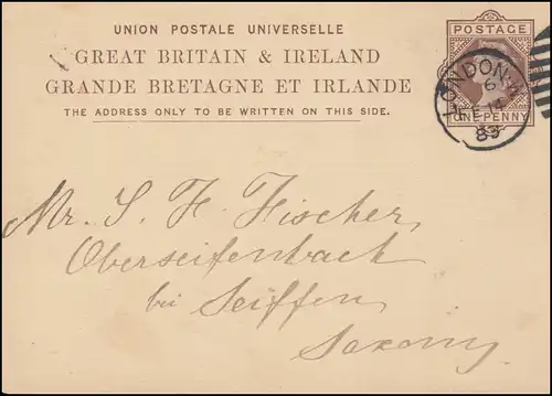 Großbritannien Postkarte P 16 DUP LONDON 14.2.83 nach Oberseiffenbach / Sachsen