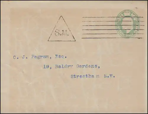Großbritannien Umschlag König Eduard VII. Maschinenstempel S.M. im Dreieck