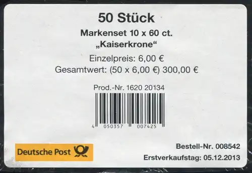 FB 35 fleur couronne impériale 60, banderole feuille pour 50 jeux de marques, Type II