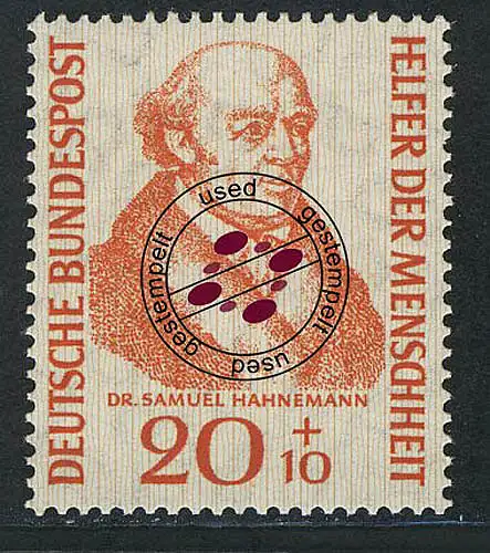 224 Helfer der Menschheit 20+10 Pf Hahnemann, gestempelt O