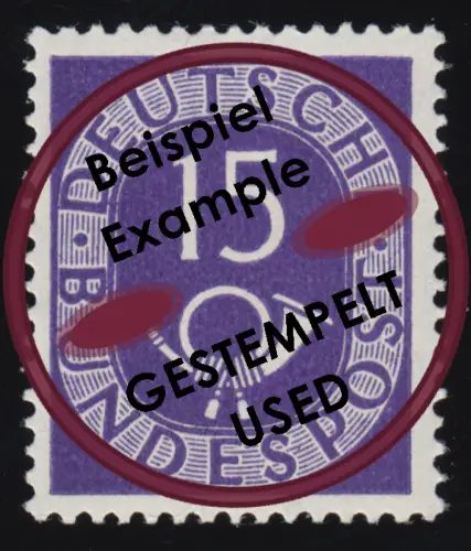 129 Posthorn 15 Pf O Tamponné