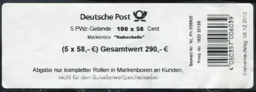 2968 Kuhschelle 58 Banderole für 5 Markenboxen 100x58, mit NL Ph-Nummer