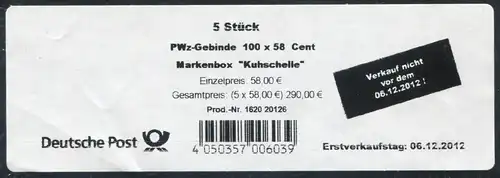 2968 Kuhschelle 58 Banderole für 5 Markenboxen 100x58, mit Verkaufs-Hinweis