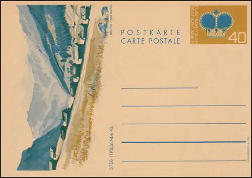 Liechtenstein Carte postale P 80X Couronne: Steg (Triesenberg), WZ. 3 (Z), **