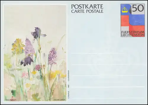 Liechtenstein Postkarte P 85 Fahne: Riedblumen, **
