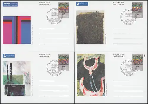 Liechtenstein Carte postale P 91-97 Motiv d'art contemporain - Set avec SSt LIBA Août 1992