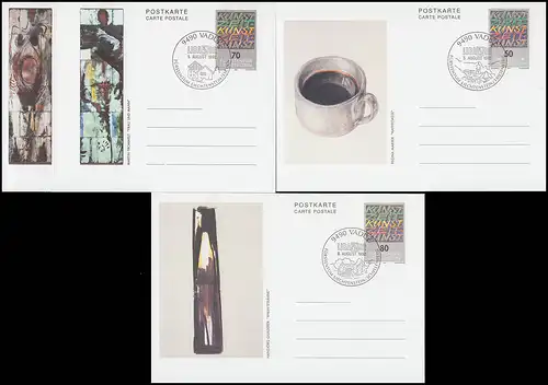 Liechtenstein Carte postale P 91-97 Motiv d'art contemporain - Set avec SSt LIBA Août 1992