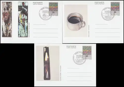 Liechtenstein Postkarte P 91-97 Zeitkunst-Motiv - Set mit SSt LIBA August 1992