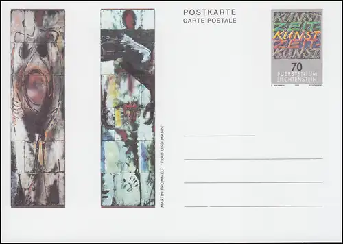 Liechtenstein Postkarte P 92 Zeitkunst-Motiv: Frau und Mann, **