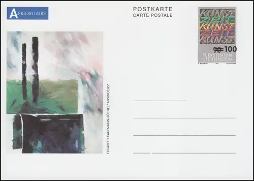 Liechtenstein Carte postale P 102 Motive d'art contemporain: pression 100 sur 90, **