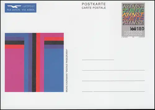 Liechtenstein Postkarte P 103 Zeitkunst-Motiv: Überdruck 180 auf 160, **
