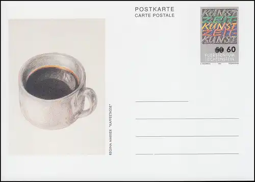 Liechtenstein Postkarte P 98 Zeitkunst-Motiv: Überdruck 60 auf 50, **