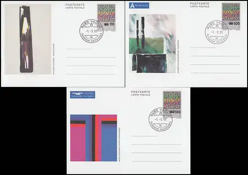 Liechtenstein Carte postale P 98-103 Motive d'art contemporain avec surpression: ensemble avec ESSt