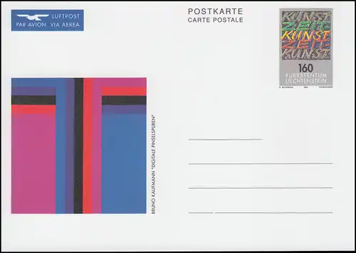 Liechtenstein Carte postale P 97 Motive d'art contemporain: coups de pinceau numériques, **