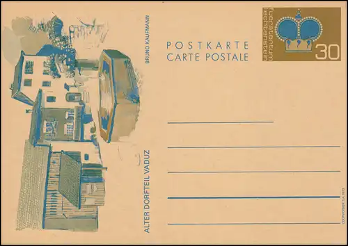 Liechtenstein Carte postale P 77 Krone: Vieux quartier de Vaduz, **