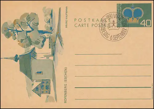Liechtenstein Carte postale P 78 Couronne: Rofenberg (Essen), ESSt VADUZ 6.9.73