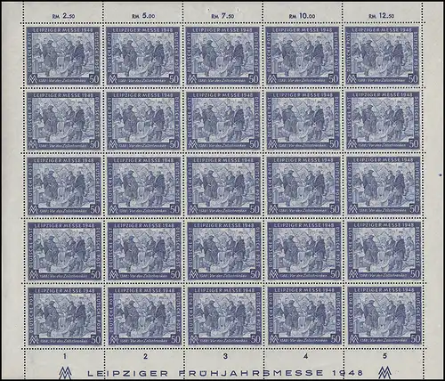 967-968 Leipziger Messe - Satz im ungefalteten Original-Schalterbogen, **