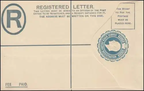 Britische Kolonie Orange River Colony Eduard Einschreibe-Umschlag FOUR PENCE, **