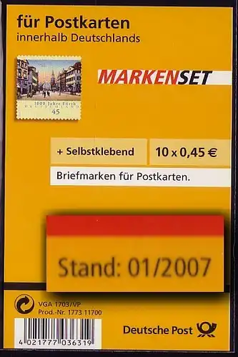 66II SB ab MH Fürth Blister 01/2007 mit Schlitzperforation