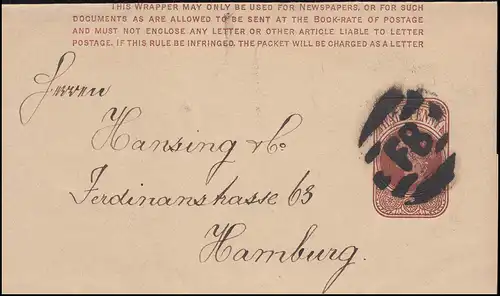Großbritannien Streifband S 7 Viktoria aus London "FB" nach Hamburg
