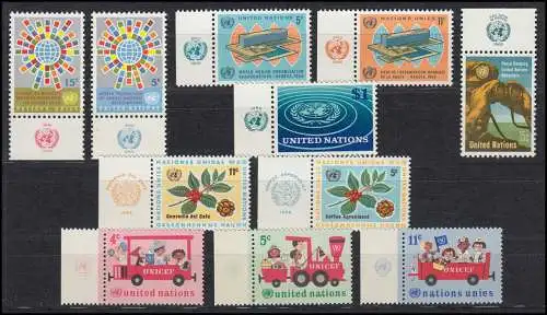 163-173 UNO New York Jahrgang 1966 komplett - mit TAB, postfrisch ** / MNH