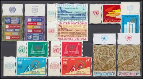 208-219 Nations Unies New York millésime 1969 complet - avec TAB, frais de port ** / MNH