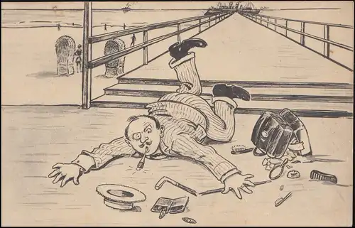 Caricature AK La chute de la compagnie de machines de poste de vol 7.1.1918