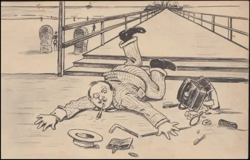 Caricature AK La chute de la compagnie de machines de poste de vol 7.1.1918