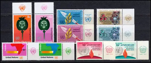 254-263 UNO New York Jahrgang 1973 komplett - mit TAB, postfrisch ** / MNH